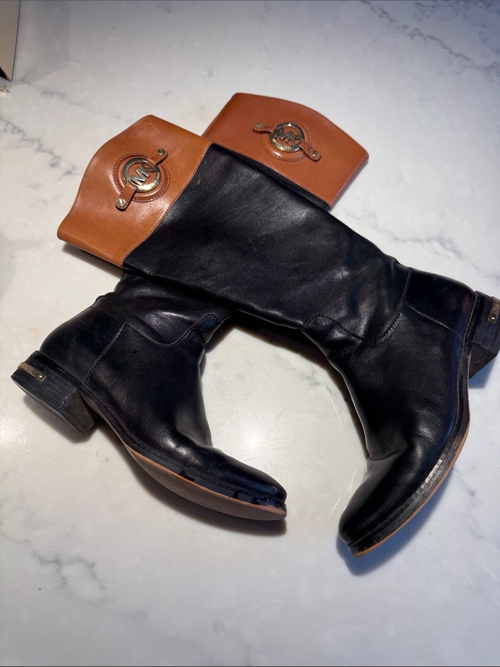 Woman’s Michael’s Kors Black Leather Stockard Flat Boot